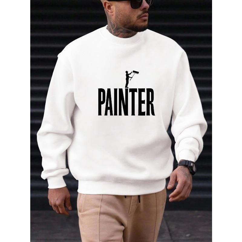 Men's Painter Print Casual Crewneck Sweatshirt.
