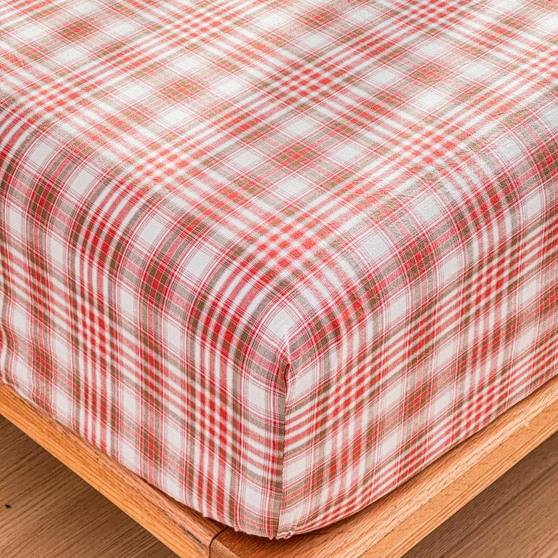 Luxury check style 100% Cotton Bed Sheet Fitted Sheet With Elastic Mattress Cover Couple Bed Linen Bedding Queen King Size
