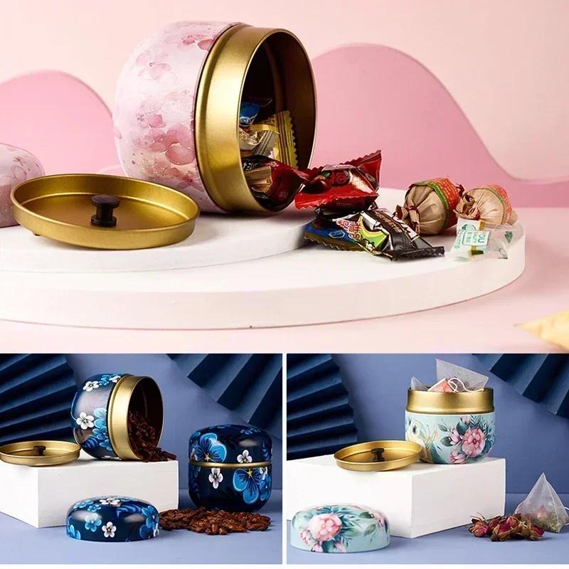 Tea Caddy Mini Portable Storage Boxes Candle Cans Tea Box Containers Snacks Coffee Candy Small Sealed Jars Tin Packaging Teaware