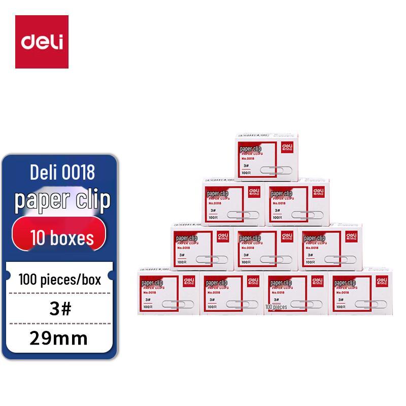 Deli 0018 Nickel-Plated Anti-Rust Paperclips