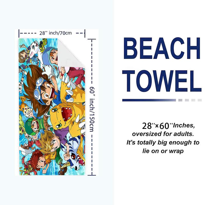 Digmon Print Beach Towel, Large Soft Quick Dry Towel for Beach Camping Swimming