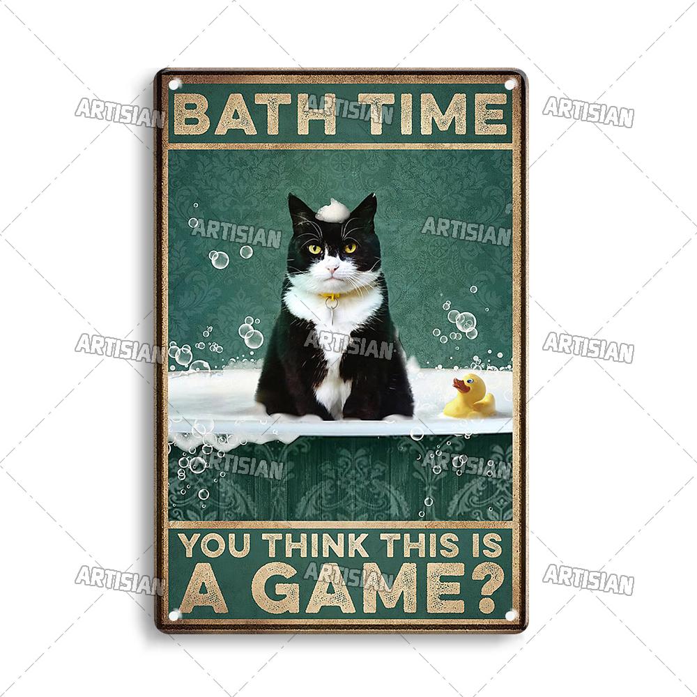 Mfoever  Artisian Funny Pet Retro Metal Sign Salem Sanctuary Cat Vintage Decorative Tin Plate Bar Pub Club Home Man Cave Wall Decor