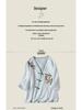 Women's Ethnic V-Neck Embroidered Cotton-Linen Cardigan Top and Mid-Sleeve Tea Dress