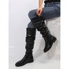 Retro Knee Boots 2025 Autumn and Winter Western Boots Knight Boots Women's Foreign Gas Tall Tube Pleated Thick Heel Square Head Sleeve Boots