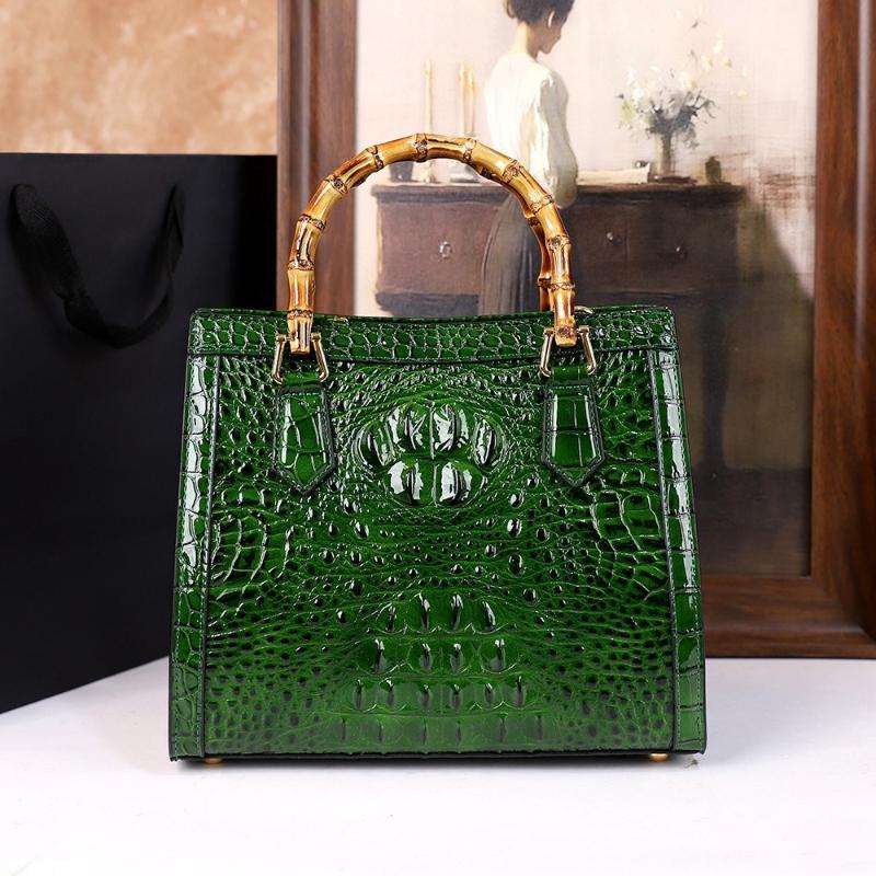 Elegant Crocodile Pattern Faux Leather Handbag