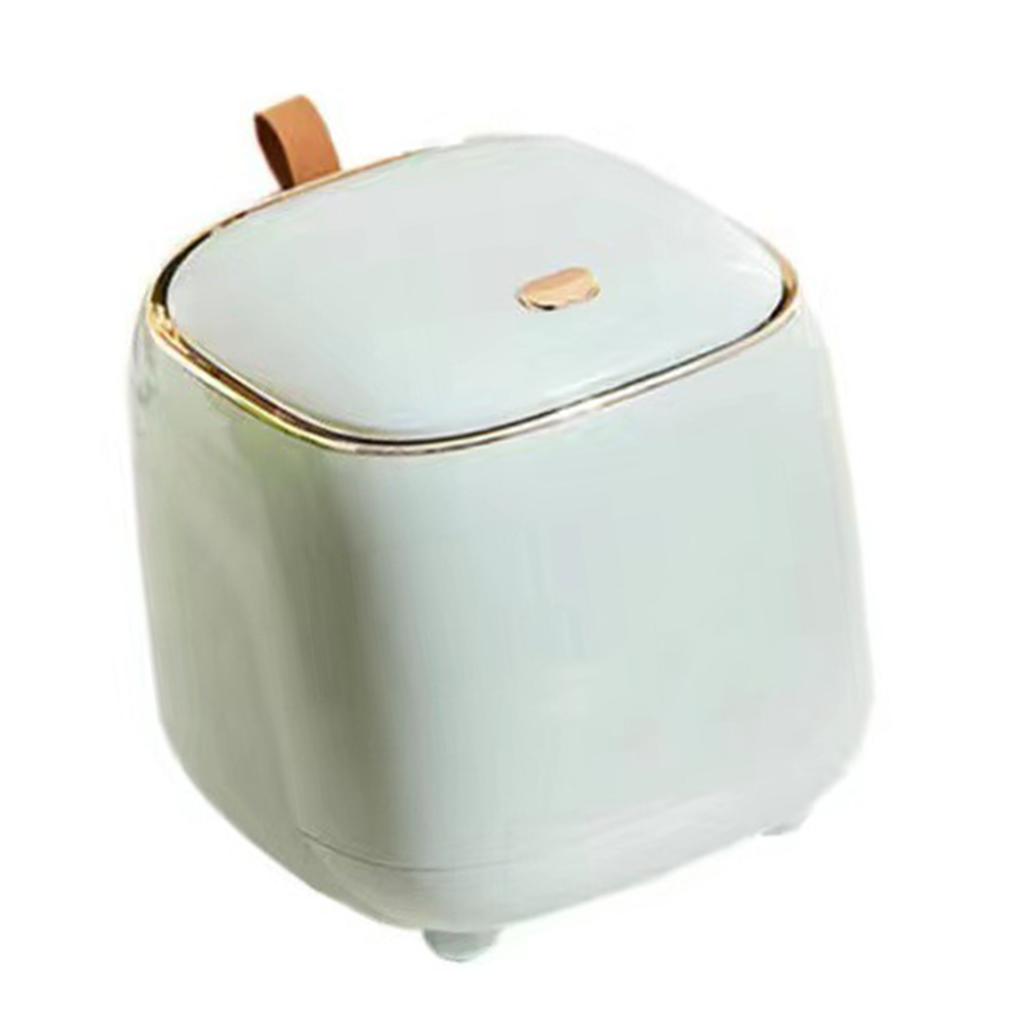 Push Type Desktop Trash Bin with Lid Fashionable Double Layer Large Opening Garbage Container for Living Room