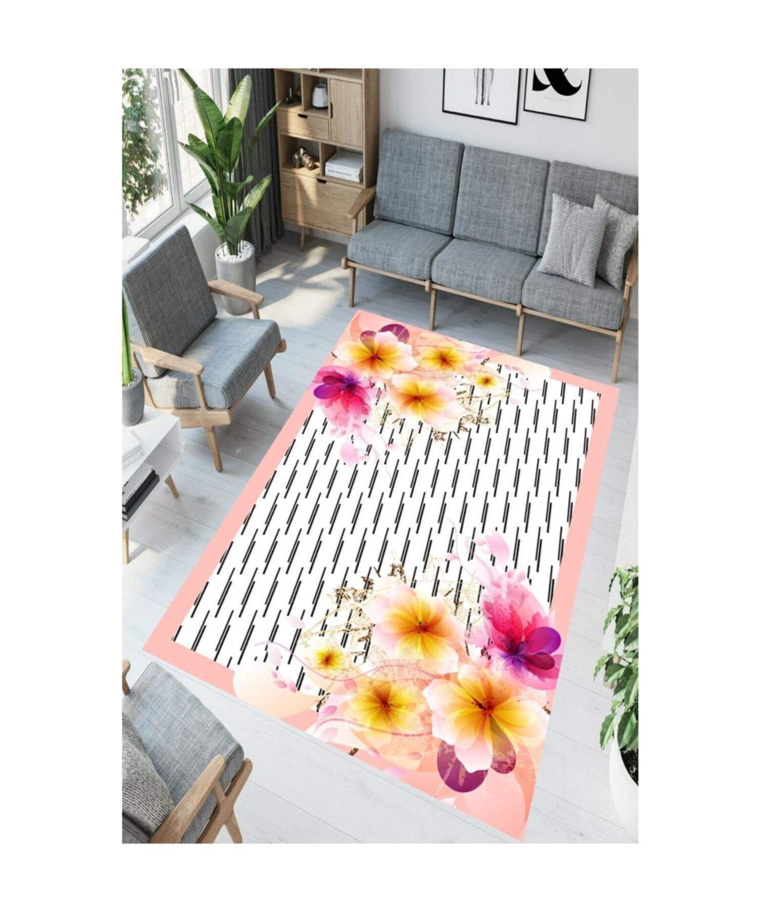 

Цветочный нескользящий напольный ковер