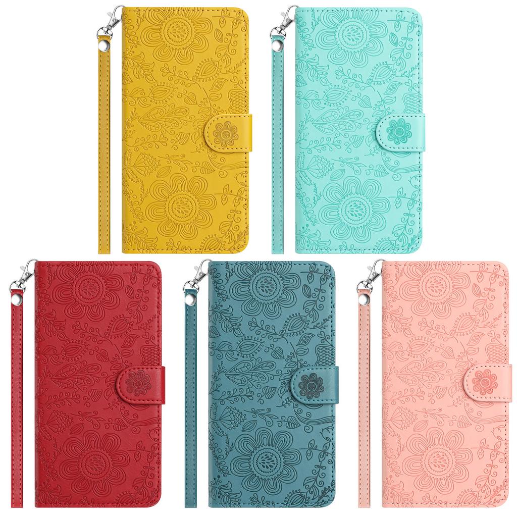 Embossed Flower Flip Wallet Case for iPhone 17 Pro & Samsung S26U - Colorful Floral Leather Cover