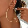Cross-Border Exaggerated Large Hoop Earrings for Women, European and American Simple and Unique Metal Glossy Hoop Jewelry