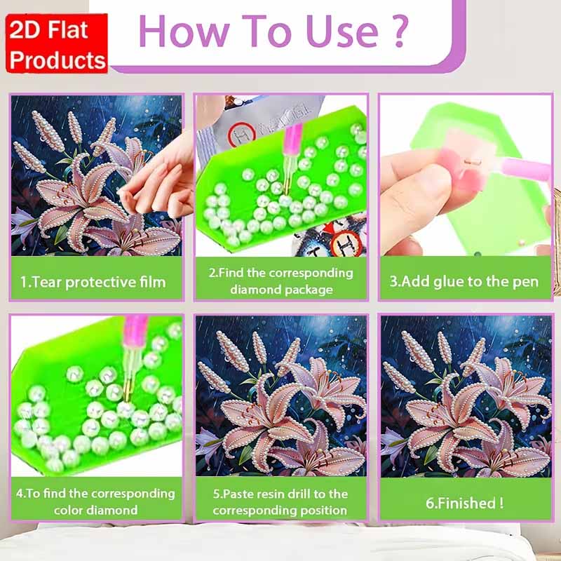 DIY Little Lily Pearl Diamond Art Kits Without Frame 30x40cm Gem Art Diamond Painting Kits for Adults/Beginners Gift Idea Home Wall Decor