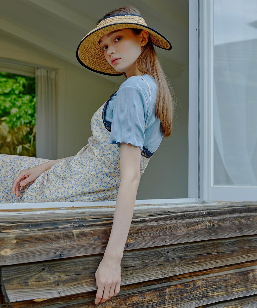 Etmont Slip Drape Lace Dress Yellow