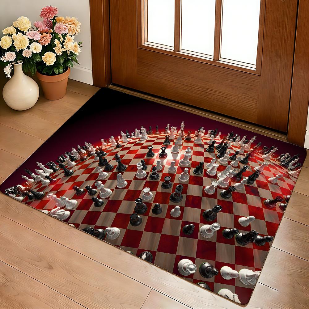 Chess Lovers Motivational Art Floor Mat Cozy Flannel Soft Thick Non-Slip Mat For Living Room Bedroom Kitchen Decor Rugs