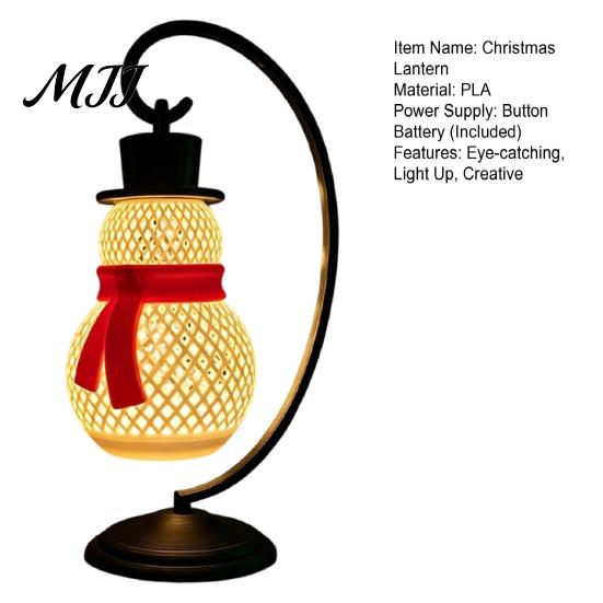 Indoor Christmas Ornaments Snowman Lantern, Decorative LED Bedside Lamp, Holiday Winter Decor Table Night Light for Home Bedroom Lantern