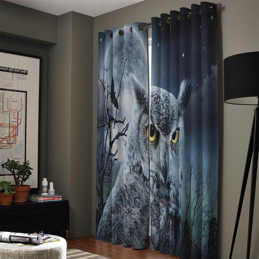 Moon Owl Sunny Night Evil Window Curtains Curtains for Living Room Decorative Items Living Room