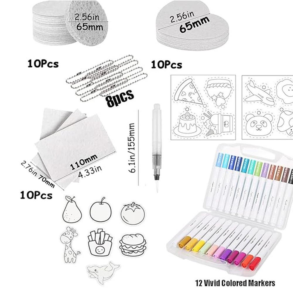 Magic Canvas Sponge DIY Creative Activity Bubble Drawing Pen 12 Colors Bubble Popcorn Drawing Pen for Creative Crafting
