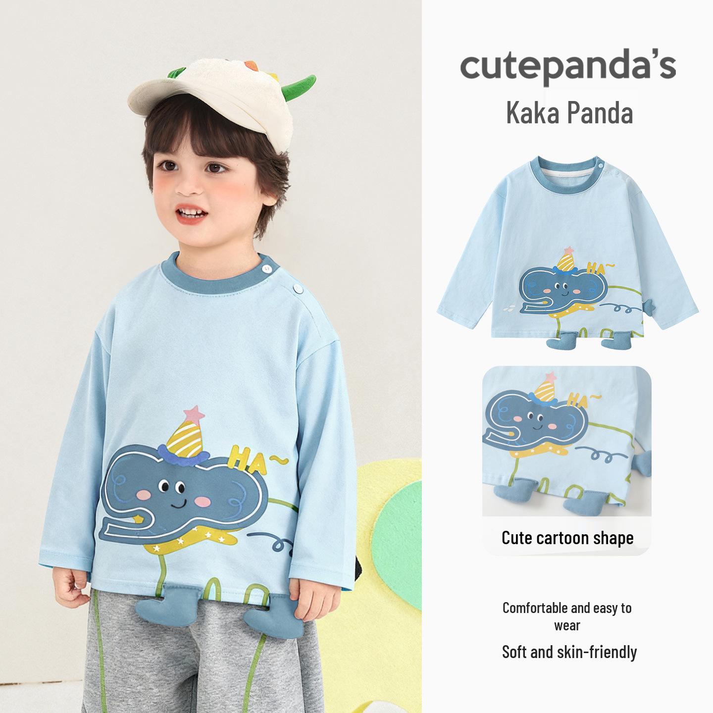 Kaka Panda Kids Long Sleeve T-shirt - Boys & Girls Spring/Autumn Top 120 cm