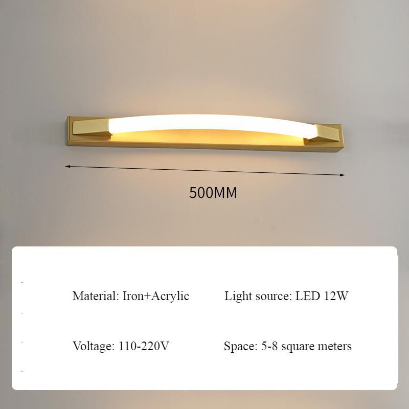 Modern Simple Square Bar Acrylic Black Golden Wall Light Entrance Lighting In Front of The Dressing Table Mirror Bedside Lamp