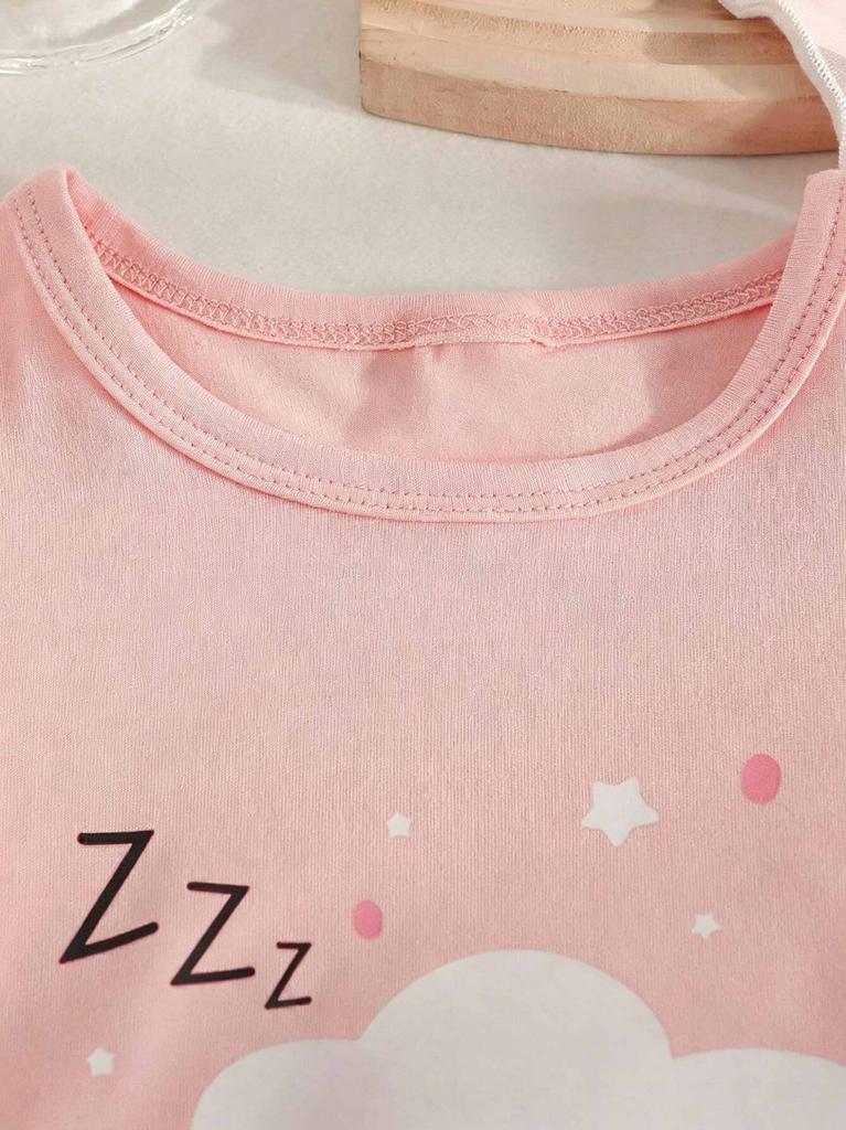 Baby Girls 2-Pack Cloud Print Nightgowns, Short Sleeve Sleep Dresses for Toddler Girls 6M-3Y