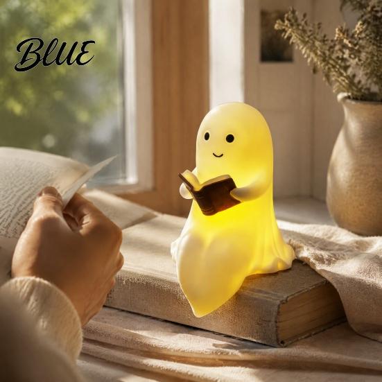 Unique Mystery Home Accent Halloween Ghost Lamp Cute Middle Finger Ghost/Reading Book Night Light Funny Ambient Bedside Lighting Spooky Figurine for
