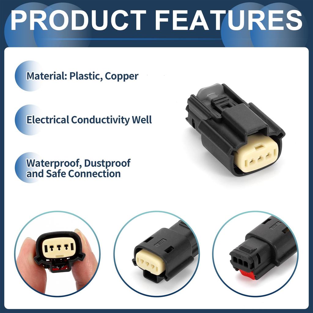 INFINAUTO 1 Set 3 Pin Ignition Coil Waterproof Connector Plug for Ford Mazda Plastic