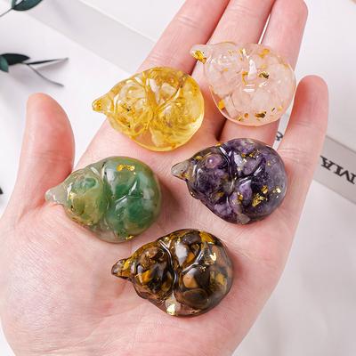 Hot-selling Natural Crystal Gravel Epoxy Mini Sleeping Cat Decoration Home Office Desktop Decoration Decoration