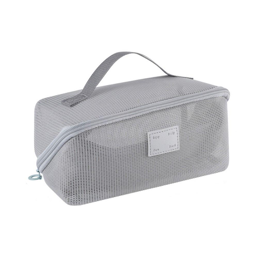 Square Transparent Mesh Cosmetic Bag Lightweight Storage Toiletry Bag Camping