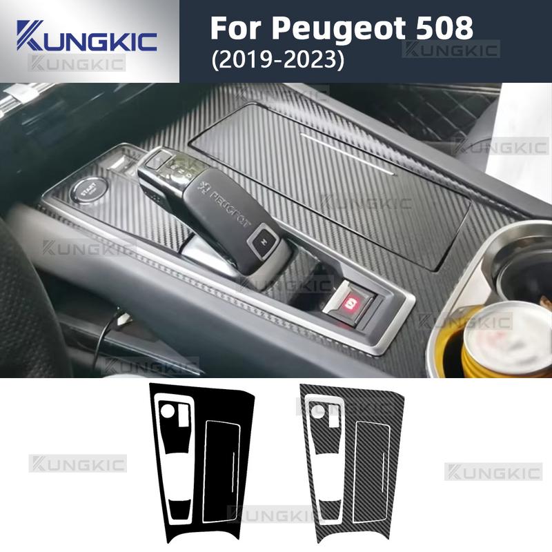 Interior Wrapping Film PET For Peugeot 508 2019 2020 2021 2022 2023 Gear Shift Panel Decoration Sticker Carbon Fiber LHD RHD