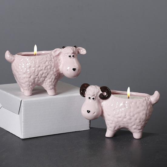 Cartoon Sheep Candle Holder Votive Tealight Candle Stand Living Room Bathroom Candlestick Decoration Table Centerpiece Ornament