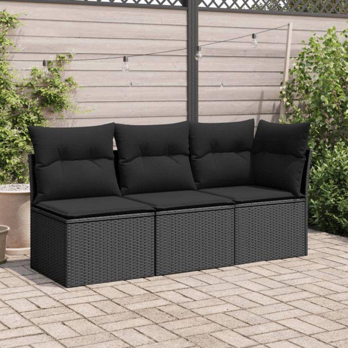 VidaXL Garden Sofa Without Armrests Cushions, Seat with Cover, Outdoor Patio Balcony Terrace Furniture, Black Resin 365961