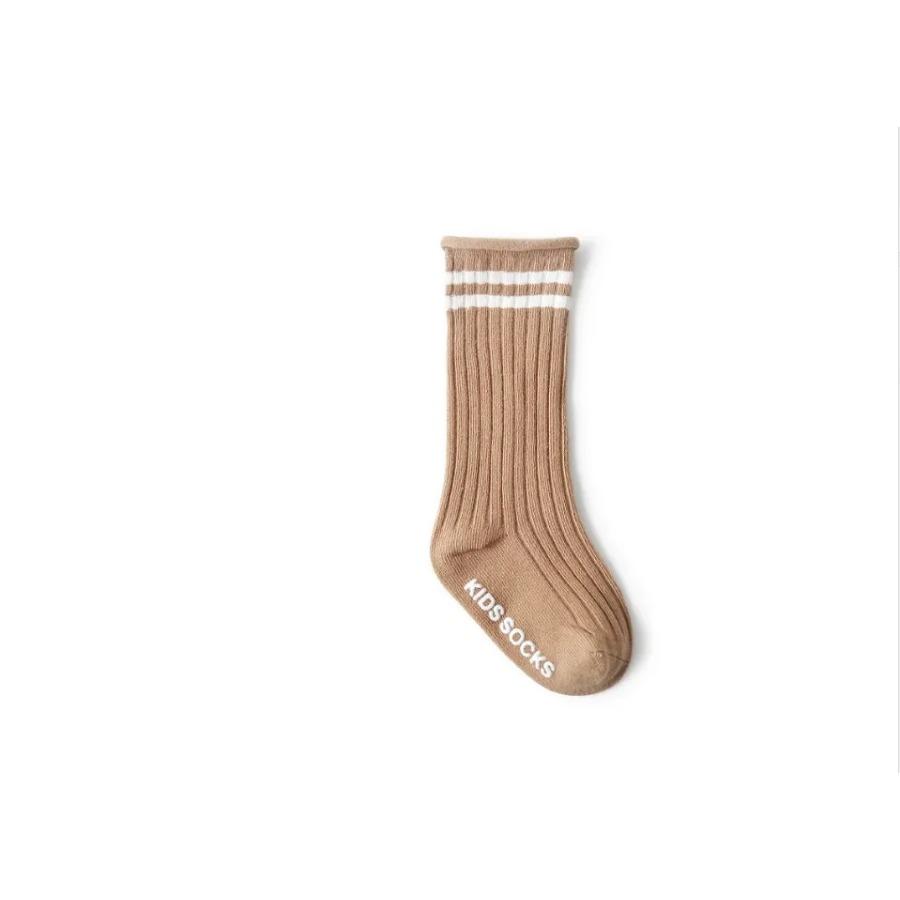 0-4 Y Children's Fun Retro Autumn and Winter Girl Baby Socks, Parallel Stripes Boys' Trendy Sports Socks, Pure Color Non-slip