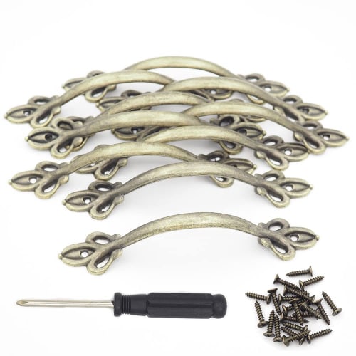 Hymyily 10-Piece Zinc Alloy Arched Antique Handles, Retro Bow-Shaped Pull Handles, Approx. 4.5" Long X 0.8" Wide, Antique-Style Screws for Furniture,