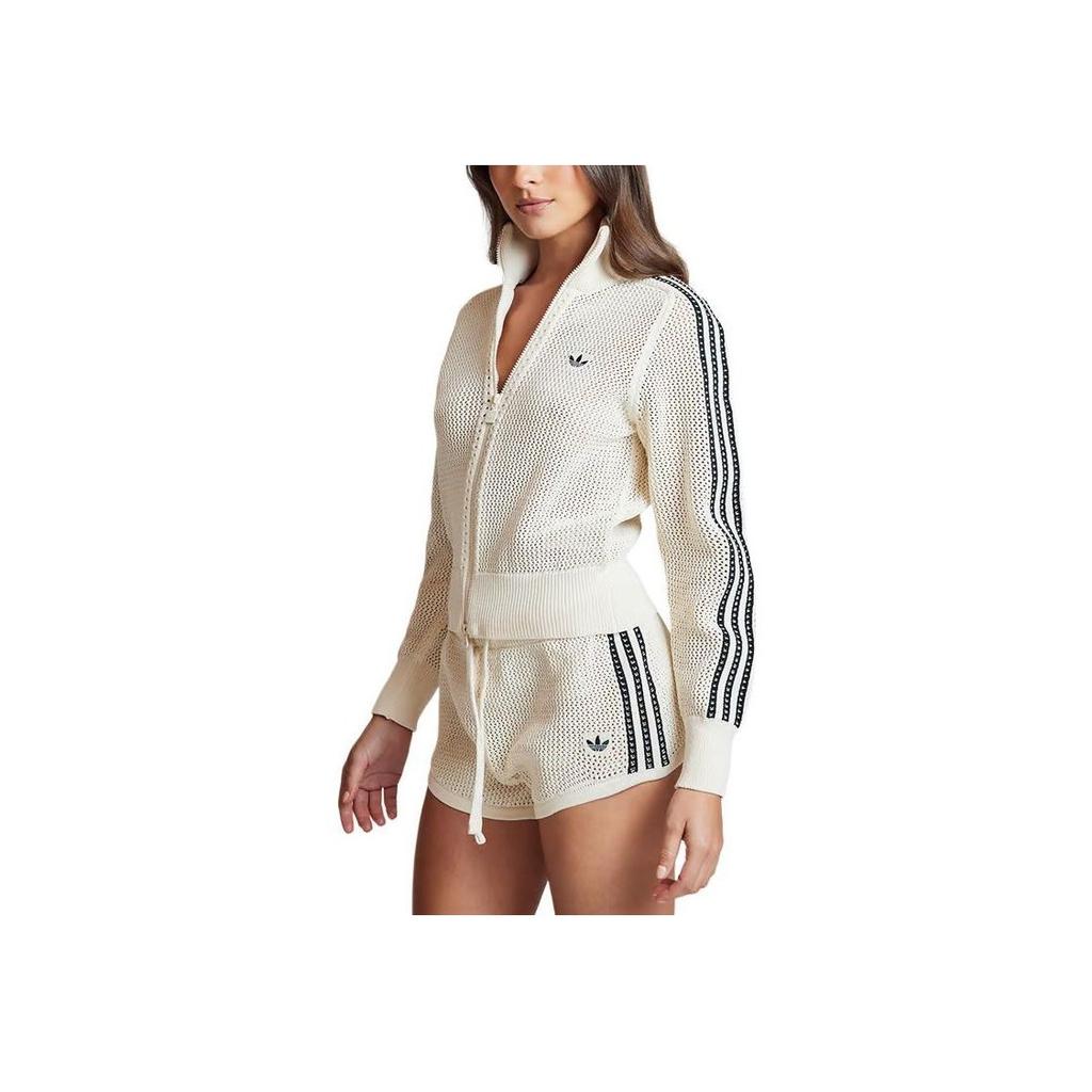 Adidas Womens Premium Crochet Track Top Wonder White Women Streetwear JD1082