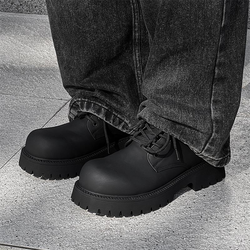 

Дерби мужские модные туфли в британском стиле кожаные туфли с завышенной талией и круглым носком туфли с большим носком Микки Мауса 8267-A 38 чёрный