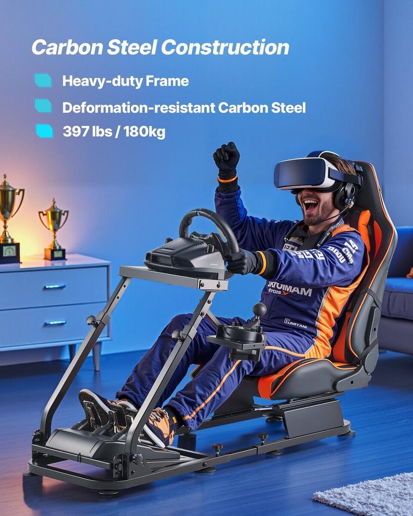 Racing Wheel Stand, Heavy-Duty Simulator Cockpit Steering Stand with Dual-Rail Dual-Arm, Fit Logitech G25,G27,G29,G920,G923, Thrustmaster T300RS,TX