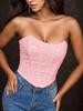 Rose Beauty A Rave Valentine's Day Elegant Sparkling Sequin Decor Fishbone Detail Grommet Lace Up Back Overbust Corset Shapewear Party Crop Tube Top