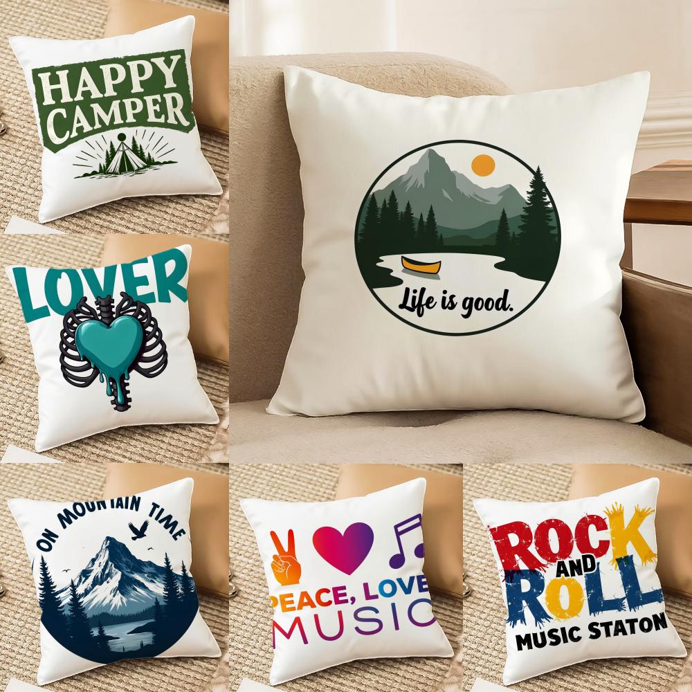 Retro American Style Letter Printing Cushion Cover Silky Elegant Comfort Sofa Bed Invisible Zipper Beach Pillowcase