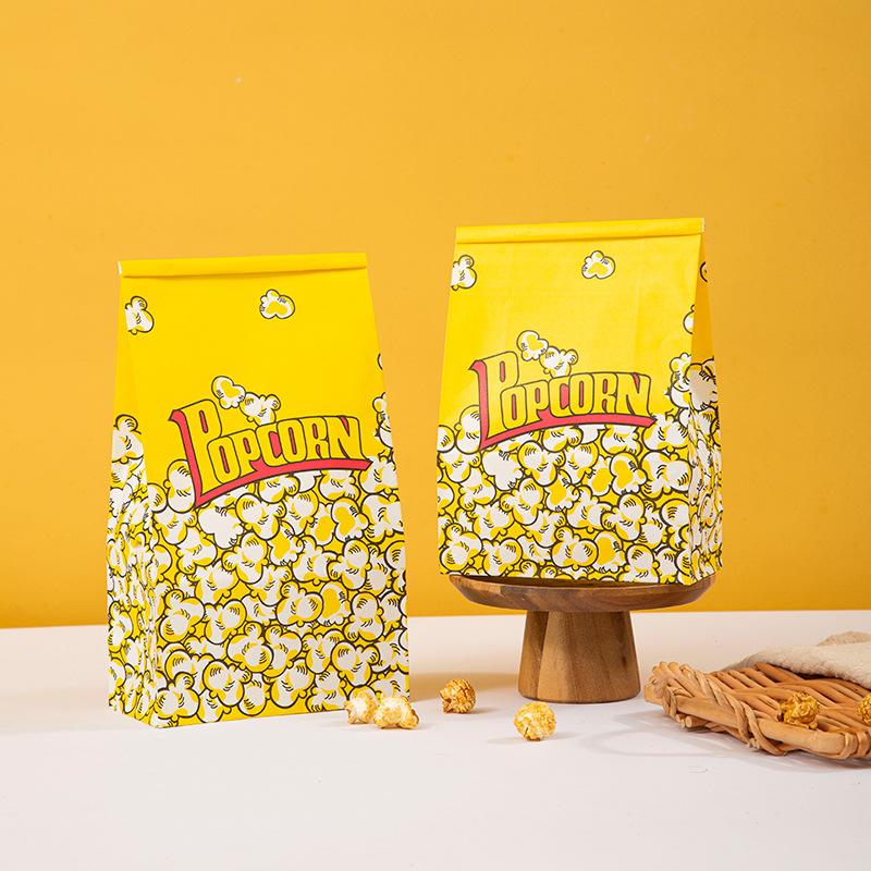 50Pcs Popcorn Container Paper Bag Kraft Paper Bags With Iron Wire Popcorn Boxes For Theme Birthday Parties Decoration Popcorn