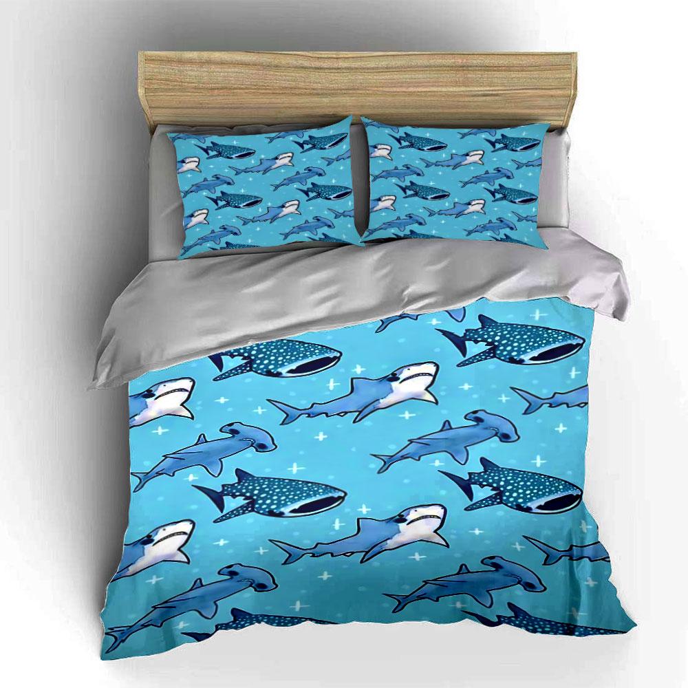 Shark Pattern Bedding Set Bedding Duvet Cover Set Duvet Cover Pillowcases (1 * Duvet Cover 2 * Pillowcases, without duvet insert)