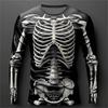 3D Flame Skull Pattern T-Shirt Men's Long-Sleeve Casual Fashion T-Shirt Top Sweatshirt Breathable Streetwear Oversized T-Shirt