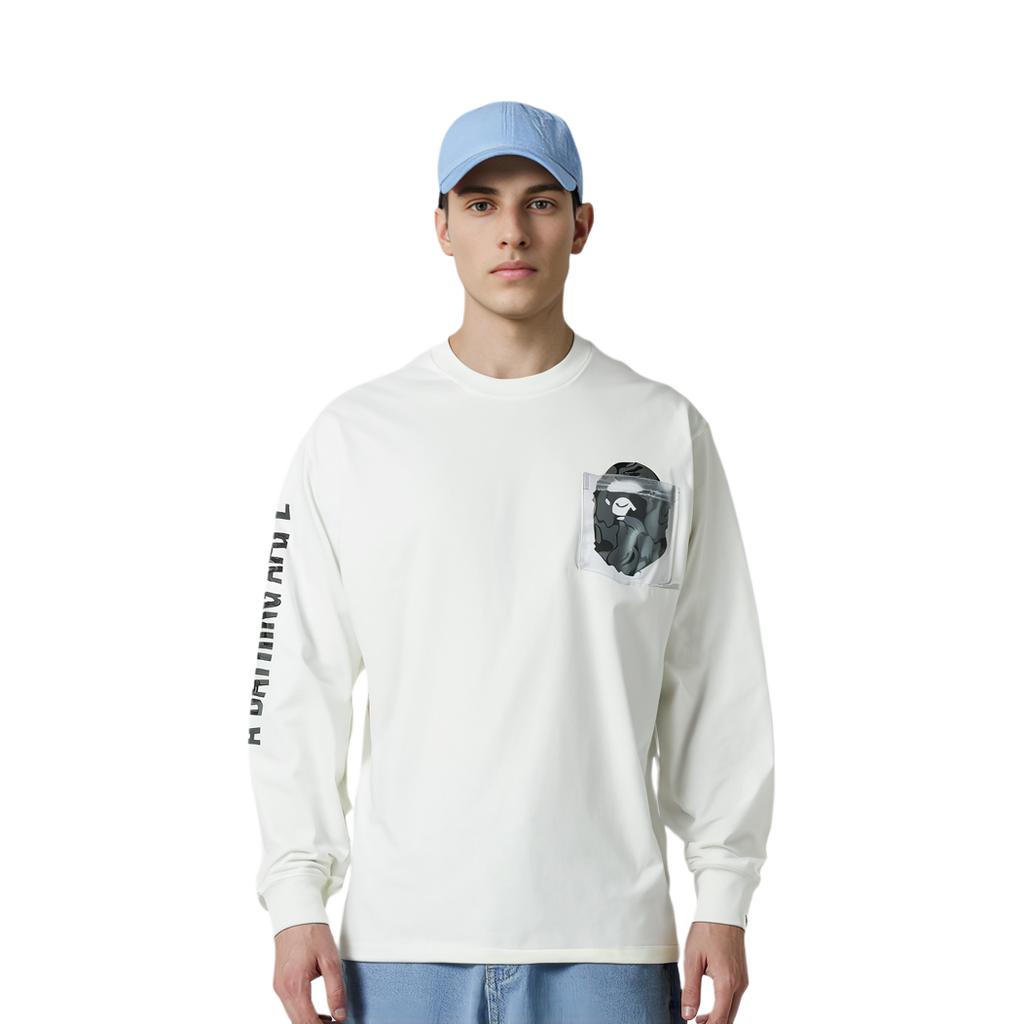 Bape Reflective Solid Camo Ape Head Relaxed Fit Pocket L/S Tee 1H80-111-011