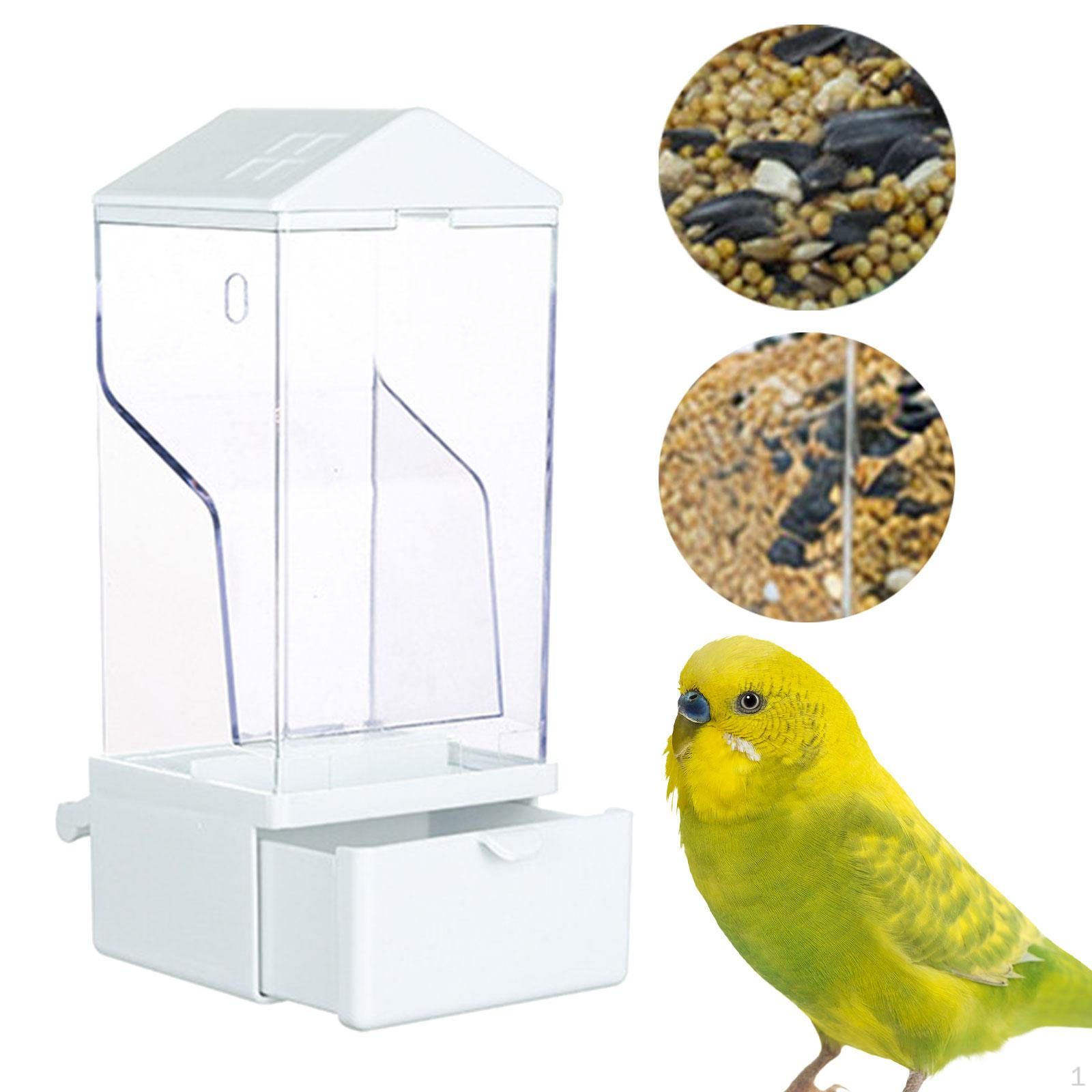 

Automatic Bird Feeder Cage Accessory Clear Reusable Pull Out Bottom Tray Parrot Dispenser for белый