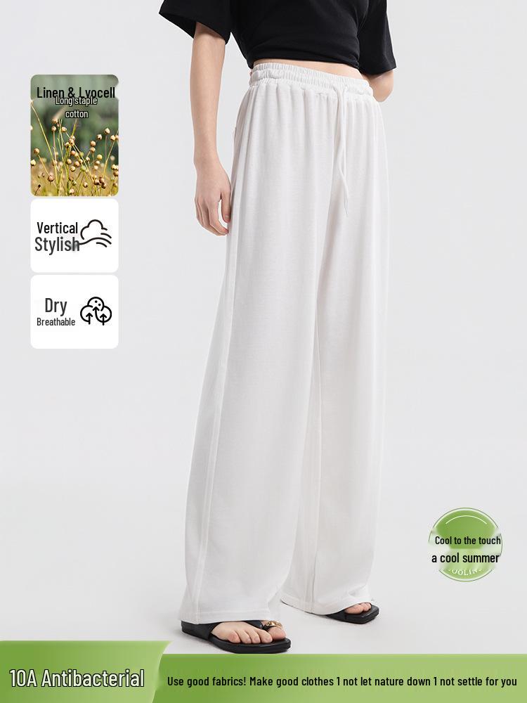 Yulu Women's Linen Straight-Leg Summer Pants - Loose, Breathable, Slimming, Versatile, and Casual Long Pants