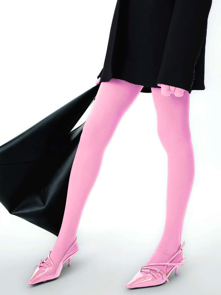 Women'S Pink Velvet Tights - Office Softness Redefined Plush Fine-Knit For A Confidently Feminine Commute Or Day Out