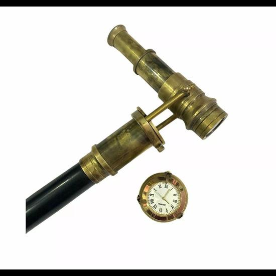 

Морской скрытый телескоп деревянная трость для ходьбы с часами наверху трость новая