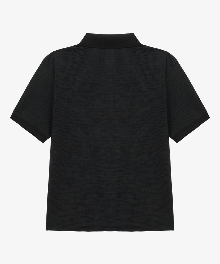 Noseupeiseu Nt7Ps13A Men'S Waffle Short Sleeve Polo Black