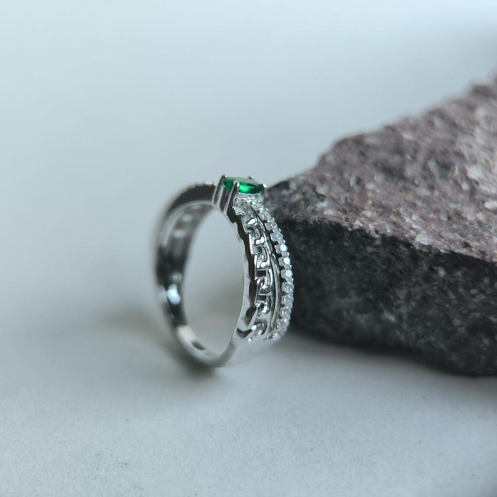 Silberring mit Nano-Smaragd 0,518ct, Artikelgewicht 2,61 g (2192138)