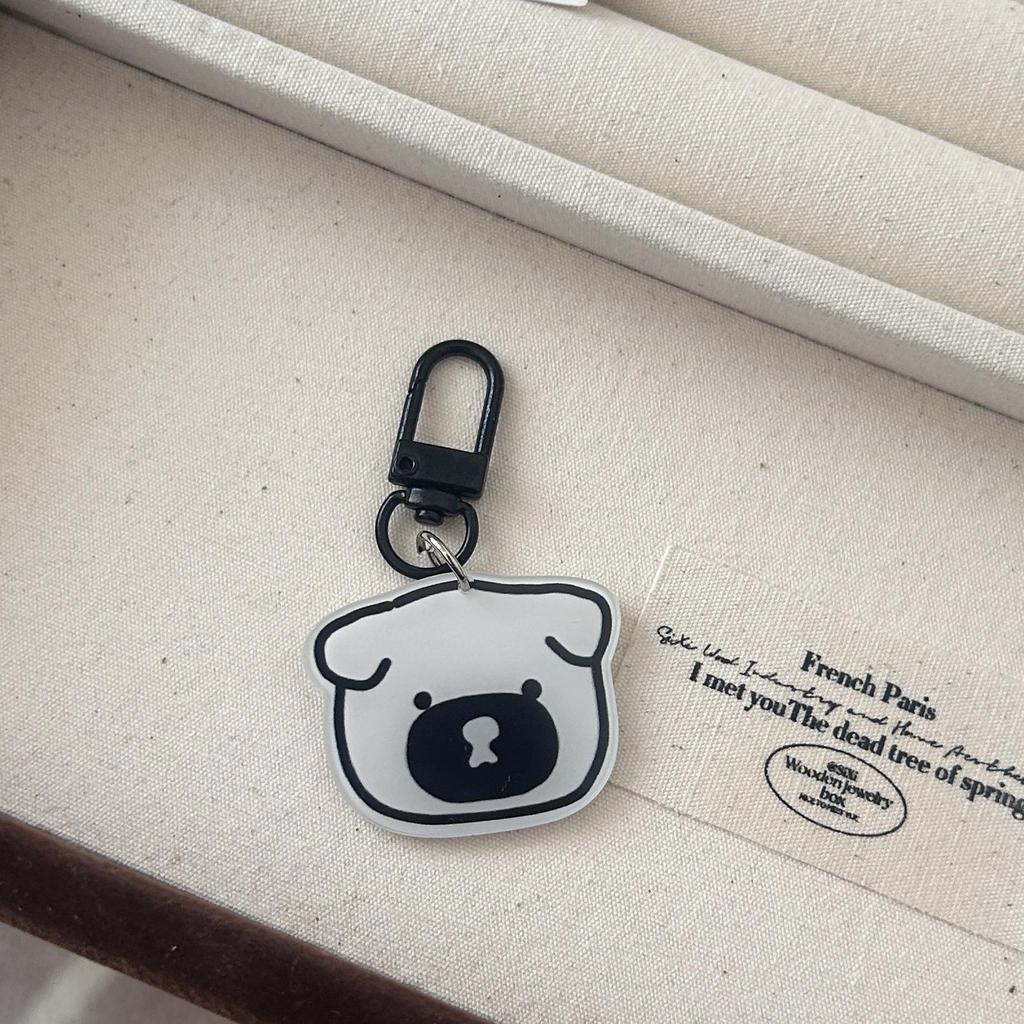 Hand-Painted Puppy Emoji Keychain: Cute Acrylic Bag Charm for Couples or Besties