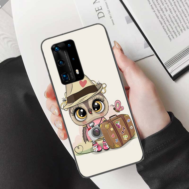 New Cute Owl Hearts Lover Christmas Phone Case For Huawei Mate 40 30 20 Pro 10 Pro Huawei P50 P40 P30 Lite P20 P10 Lite Cover