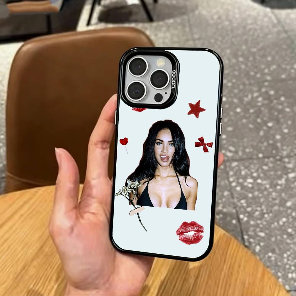 

Megan F-Fox Phone Case For iPhone17,16,15,14,13,12,11 Plus,Pro Max Colored Silver Plated Inside Cover iPhone17