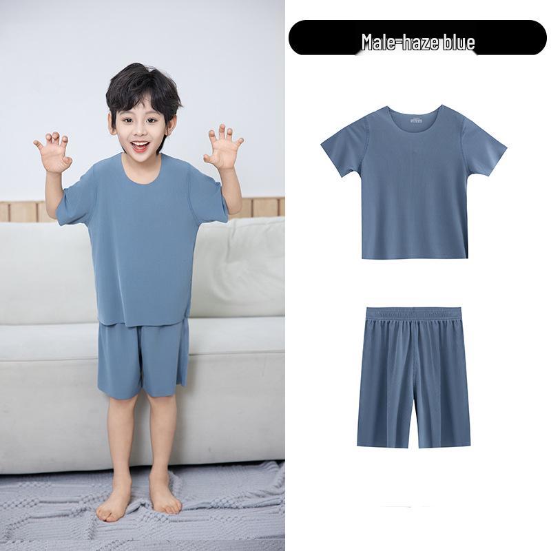 Summer Boys' & Girls' Seamless Ice Silk Pajama Set